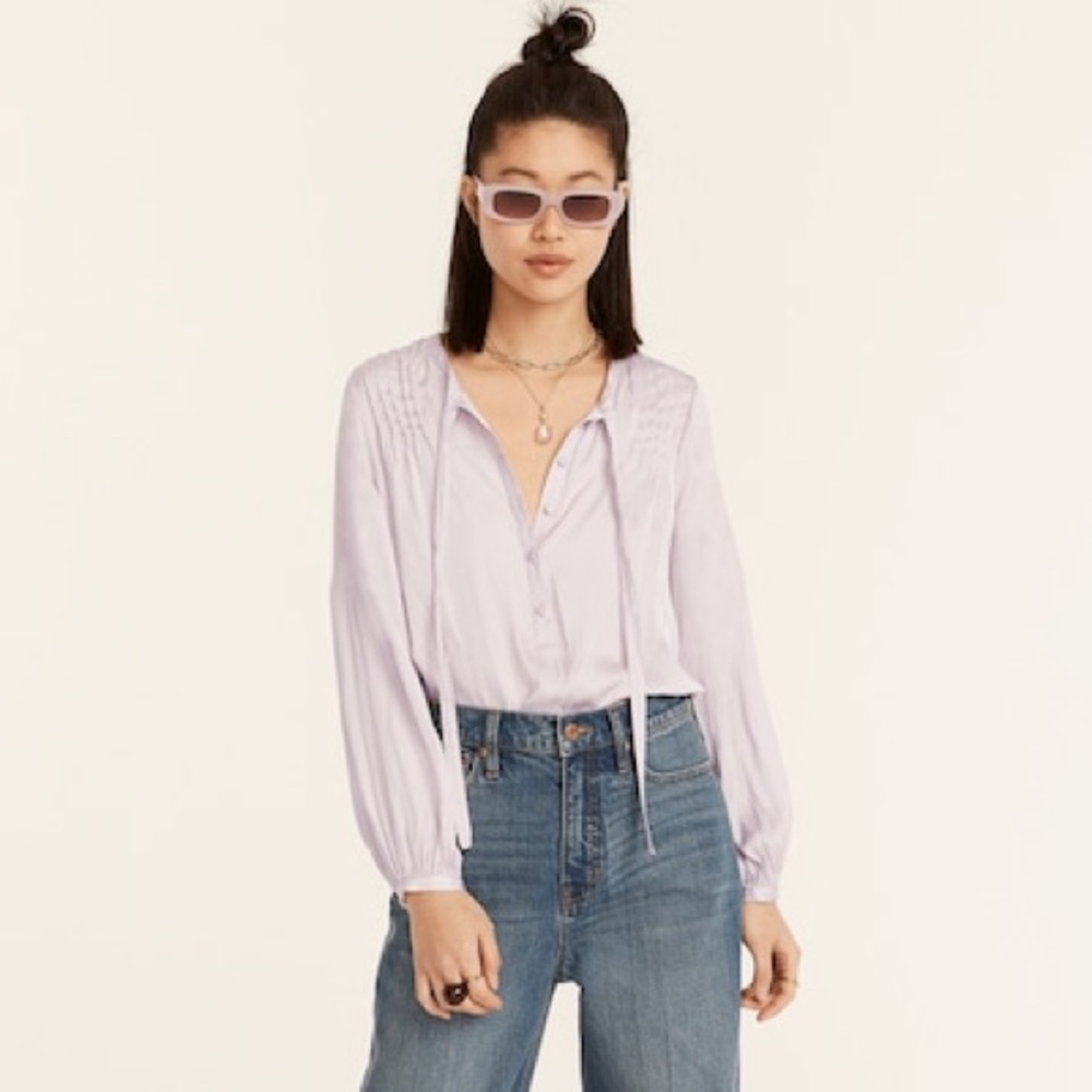 J. Crew Featherweight Satin Tie-Neck Top - 3x